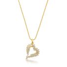 Colar coração cravejado Zirconias Cristais Banhado Ouro 18k