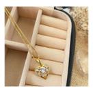 Colar Coração de Cristal Folheado a Ouro
