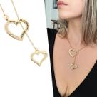Colar Coração Duplo Semijoia Moda Feminina Mães