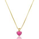 Colar Coração Esmaltado Pink Ouro