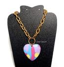 Colar coração feminino dourado lindo moda