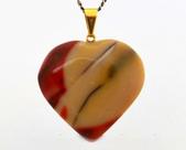 Colar Coração Jaspe Mocaita Natural Montagem Dourado Colar Coração Jaspe Mocaita Natural Montagem Dourado
