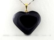 Colar Coração Onix Preto Natural Montagem Flash Dourado