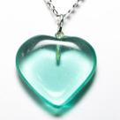 Colar Coração Pedra Obsidiana Verde Prata 950 Pino e Perinha