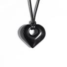 Colar Coração Pedra Pi Obsidiana Negra Cordão Ajustável Colar Coração Pedra Pi Obsidiana Negra Cordão Ajustável