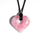 Colar Coração Pedra Pi Quartzo Rosa Natural Cordão Ajustável