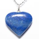 Colar Coração Pedra Quartzo Azul Natural Pino Prata 950 Colar Coração Pedra Quartzo Azul Natural Pino Prata 950