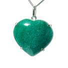 Colar Coração Pedra Quartzo Verde Natural Prata 950 Garra
