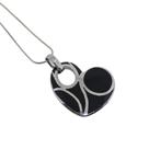 Colar Coração Prata 925 Pedra ônix 45cm