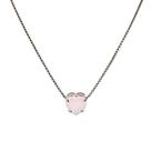 Colar Coração Ródio Zircônia Rosa