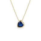 Colar Coração Zircônia Azul Safira Banhado a Ouro