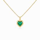 Colar Coração Zircônia Esmeralda Banhado a Ouro