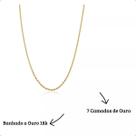Colar Cordão Baiano Unissex Banhado a Ouro 18k 60cm 2mm Banho Triplo de Ouro Italiano Masculino e Feminino com Brilho Duradouro