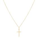 Colar Cordão Corrente 40cm Pingente Crucifixo Joia Ouro 18k 750