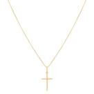 Colar Cordão Corrente 50cm Pingente Crucifixo Ouro 18k 750