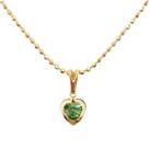 Colar Cordão Corrente Correntinha Gargantilha Feminina e Pingente Coração Zircônia Verde Banhado a Ouro 18k