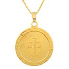 Colar Cordão Corrente Correntinha Gargantilha Feminina e Pingente Pai Nosso Cruz Banhado a Ouro 18k