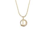 Colar Cordão Corrente Feminina Pingente Mandala Top Luxo letra inicial D brilhante Banhado em Ouro 18k.