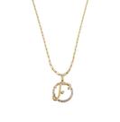 Colar Cordão Corrente Feminina Pingente Mandala Top Luxo letra inicial F brilhante Banhado em Ouro 18k.