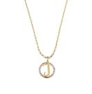 Colar Cordão Corrente Feminina Pingente Mandala Top Luxo letra inicial I brilhante Banhado em Ouro 18k.