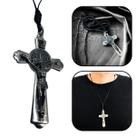 Colar Cordão Crucifixo Medalha de São Bento Metal Inox