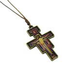 Colar Cordão Crucifixo São Damião Resinado Colar Cordão Crucifixo São Damião Resinado