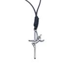 Colar Cordão Cruz Fé Metal Prateado