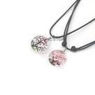 colar cordão feminino cristal resina árvore da vida folha rosa redondo regulável amuleto redondo