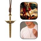 Colar Cordão Pingente Crucifixo Espada São Miguel Arcanjo