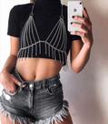 Colar corporal sutiã de correntes bodychain Ouro e Prata