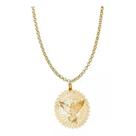 Colar corrente banhado ouro 3x 24k 18k e 22k grosso feminino 42cm elo português com pingente espirito santo 530609 541526