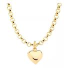 Colar corrente banhado ouro 3x 24k 18k e 22k grosso feminino elo português boia rommanel 50cm com pingente coraçâo 530841 540870