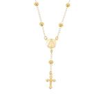 Colar Corrente com Bolas com Pingente de Santa e Cruz Banhado em Ouro 18K