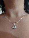 Colar Corrente Correntinha com Pingente Nossa Senhora Aparecida Prata 925 Banho