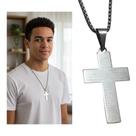 Colar Corrente Crucifixo Cruz Oração Pai Nosso Inox