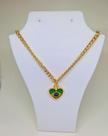 Colar Corrente Elos Grumet Feminino com Pingente Coração Bandeira do Brasil Folheado Ouro Tendência Moda