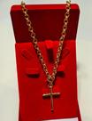Colar Corrente Elos Português Feminino com Pingente Cruz Crucifixo Pequeno Médio Folheado Ouro 18k Cordão Moda 2023
