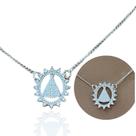 Colar Corrente Feminina Prata 925 Nossa Senhora Aparecida Cristal Um Símbolo de Fé e Proteção Rf.11