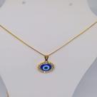 Colar Corrente Feminino com Pingente Olho grego azul Folheado Ouro pedras Zirconias
