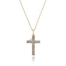 Colar Corrente Feminino Gargantilha cruz crucifixo COM Pedrinha Zircônia strass brilha cravejado