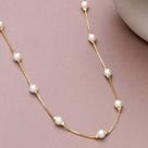 Colar Corrente Feminino Pérolas Clássico Banhado a Ouro 18K