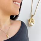 Colar Corrente Feminino Pingente Cachorro Gato Perola Pet