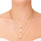 Colar Corrente feminino Venezianas Triplo Pérolas Shell Dourado