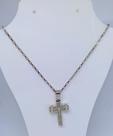 Colar Corrente Masculino com Pingente Cruz Crucifixo Oração Pai Nosso Aço Inoxidável 316L 70cm