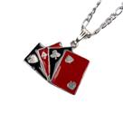 Colar Corrente Pingente Baralho Preto e Vermelho 2 cm Niquel