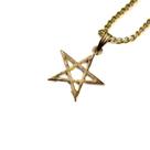Colar Corrente Pingente Pentagrama Vazado 2,4 cm Dourado