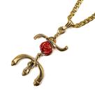 Colar Corrente Pingente Pomba Gira Tridente 3,8cm Dourado