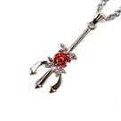 Colar Corrente Pingente Pomba Gira Tridente 4,2cm Niquel