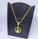 Colar Corrente Religiosa Elo Português Folheado a Ouro Dourado com Pingente Medalha Redonda Nossa senhora Aparecida Moda