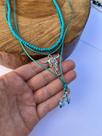 Colar country choker pedras turquesa pingente crânio metal longhorn